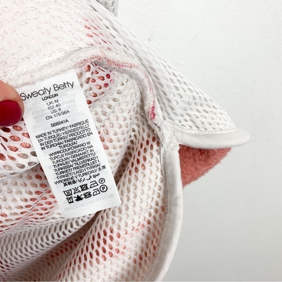 NWT Sweaty Betty Pennine Zip Through Pink Camo Teddy Jacket Sz 8 - Picture 12 of 13